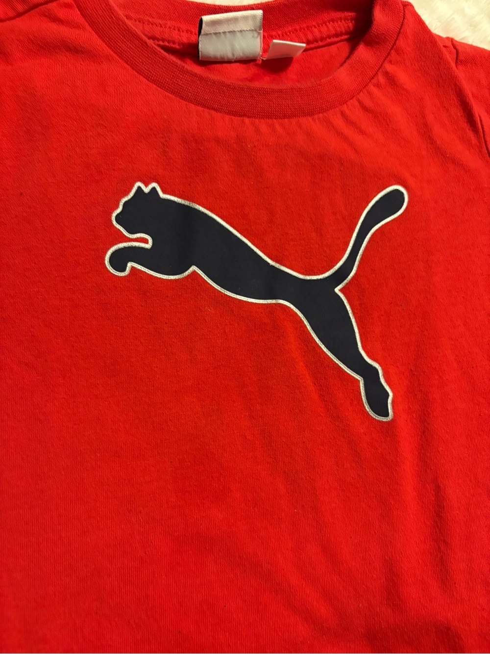 Puma Red Tee with Navy and White Paneled Track Pants 24 months - Picture 5 of 7